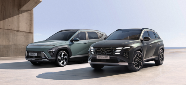 현대자동차의 소형 SUV 코나(왼쪽)와 준중형 SUV 투싼. / 사진=현대자동차