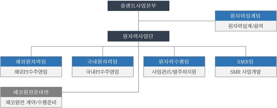 대우건설 플랜트사업본부 원자력 조직도. / 자료=대우건설