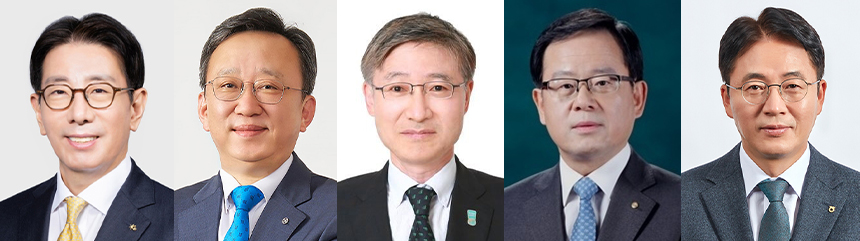 (왼쪽부터) 이재근 KB국민은행장, 정상혁 신한은행장, 이승열 하나은행장, 조병규 우리은행장, 이석용 NH농협은행장 / 사진=각 사