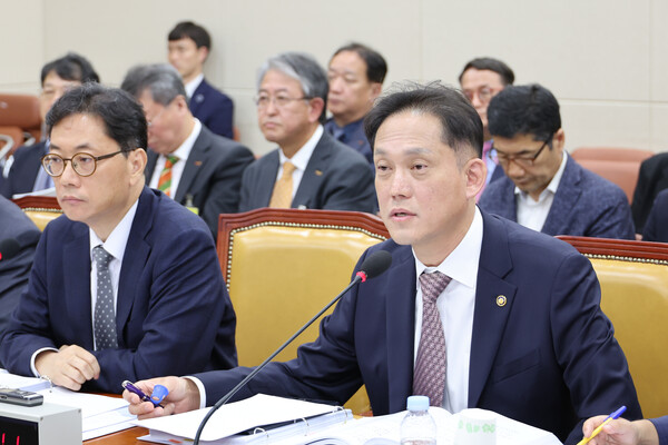 김태규 방송통신위원장 직무대행이 7일 서울 여의도 국회에서 열린 과학기술정보방송통신위원회의 방송통신위원회 등에 대한 국정감사에서 질문에 답하고 있다. / 사진 = 연합뉴스