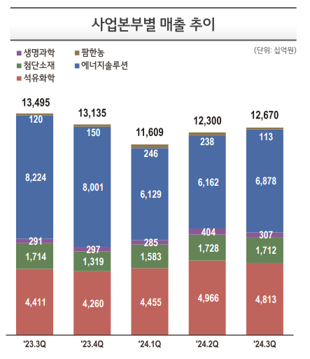 2024년 3분기 LG화학 사업 부문별 실적. / 자료=LG에너지솔루션