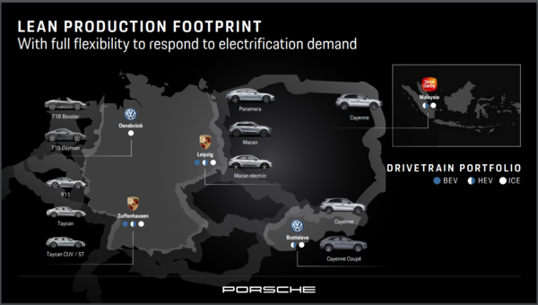포르쉐의 차량별 생산 지역을 표시한 이미지. / 사진=포르쉐
