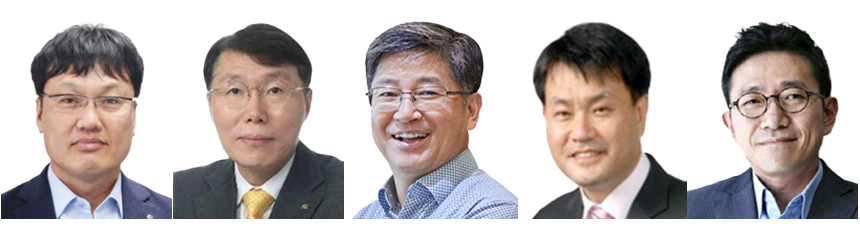 주요 카드사 신임 최고경영자(CEO). (왼쪽부터)박창훈 신한카드 사장, 김재관 KB국민카드 사장, 김이태 삼성카드 사장, 성영수 하나카드 사장, 진성원 우리카드 사장. / 사진=각 사