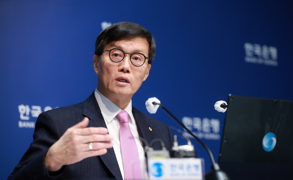 이창용 한국은행 총재가 16일 오전 서울 중구 한국은행에서 열린 통화정책방향 기자간담회에서 발언하고 있다./사진=한국은행