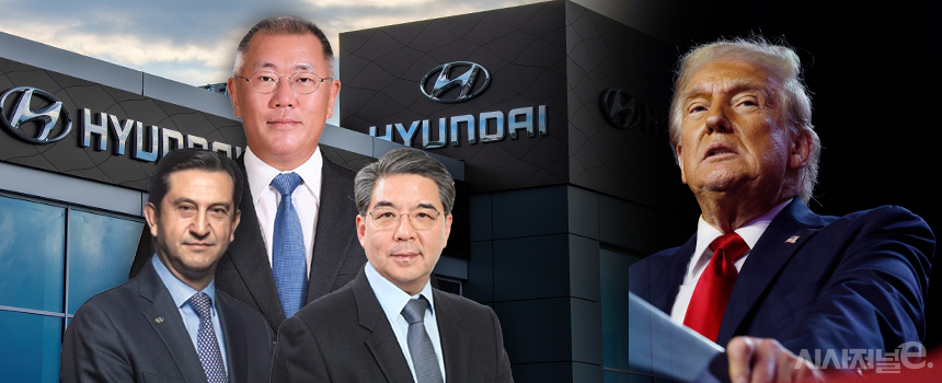 현대차그룹은 트럼프 2기 행정부 출범에 따라 지난해 연말 인사를 통해 호세 무뇨스 북미권역본부장(사진 왼쪽)을 신임 대표이사로 선임하고 미국 외교 관료 출신인 성 김 고문역을 사장으로 선임하는 등 현지 전문가를 주요 보직에 앉혔다. / 사진=정승아 디자이너