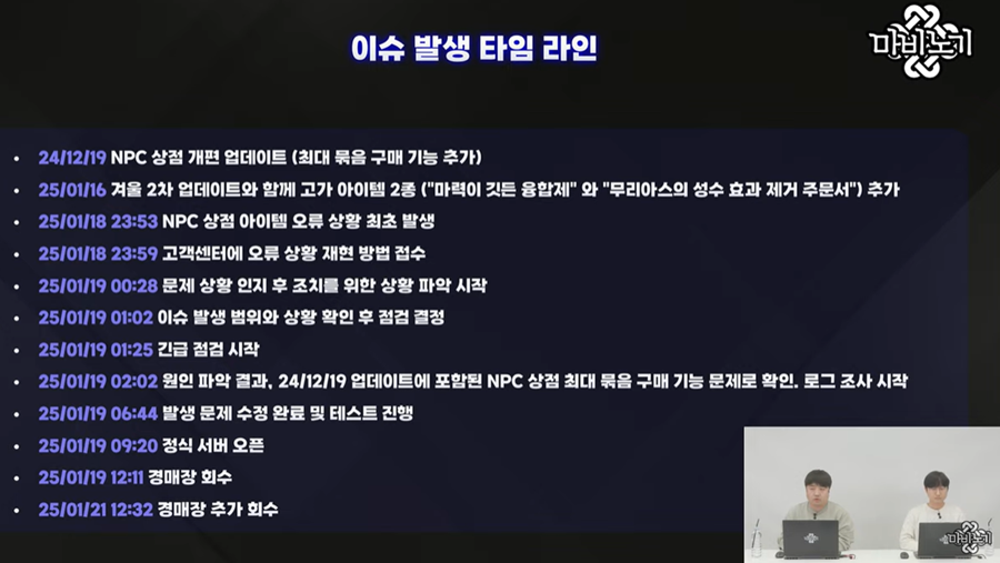 (좌)민경훈 마비노기 디렉터, (우) 최동민 콘텐츠 리더 / 이미지=마비노기 라이브 톡 방송 화면