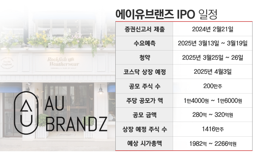 에이유브랜즈 IPO 개요. / 표=김은실 디자이너