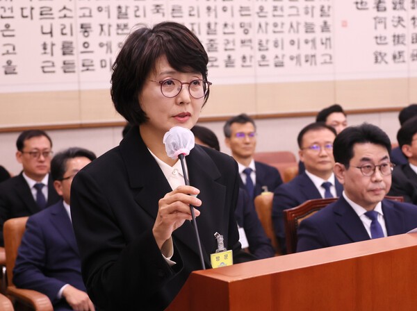 노정연 전 대구고등검찰청 검사장이 국정감사에서 업무보고를 하고 있는 모습./ 사진=연합뉴스