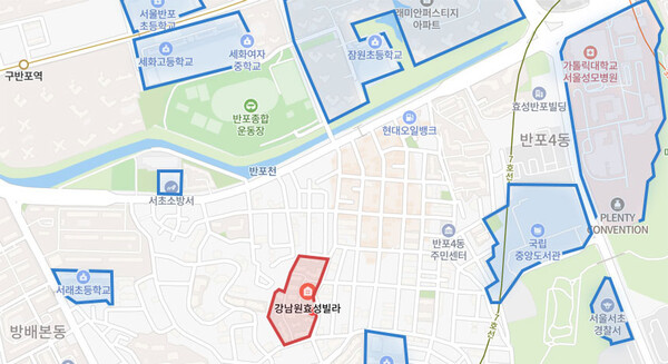 서울 서초구 반포동 강남원 효성빌라 위치도 / 지도=정승아 디자이너