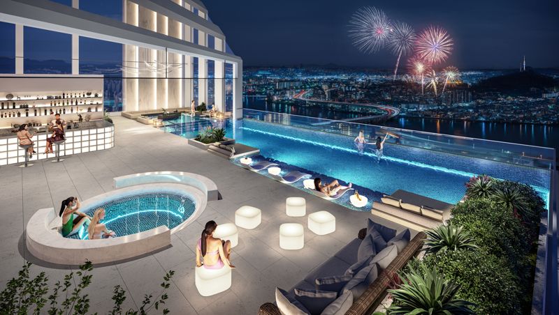 HDC현대산업개발이 방배신삼호 재건축 조합에 제안한 인피니티 스퀘어 풀 모습 / 사진=현대산업개발