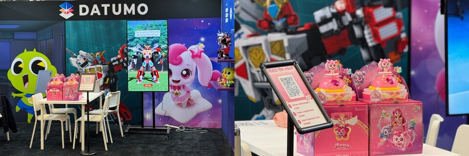 지난 3월 개최된 ‘SXSW2025’의 셀렉트스타 부스와 부스에 전시된 AI 영상편지 케이크 '하츄핑의 스타 플래닛'. /사진=셀렉트스타