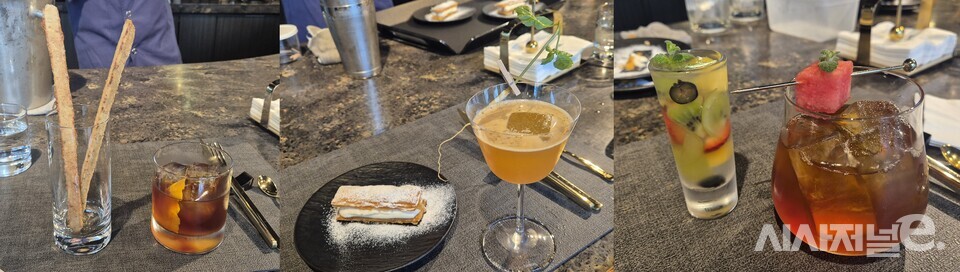 커피 다이닝 세 가지 코스 음료. / 사진=한다원 기자