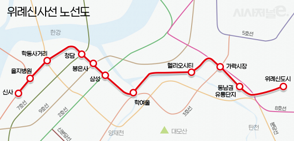위레신사선 노선도. / 이미지=시사저널E DB