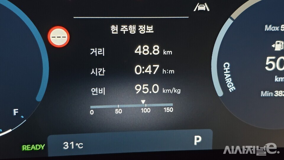 기착점에서 목적지까지 운전한 연비. / 사진=박성수 기자