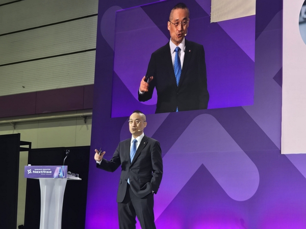 이석우 LG전자 북미이노베이션센터장(부사장)이 26일 서울 코엑스에서 열린 ‘넥스트라이즈’ 컨퍼런스에서 발표하고 있다. / 사진=고명훈 기자