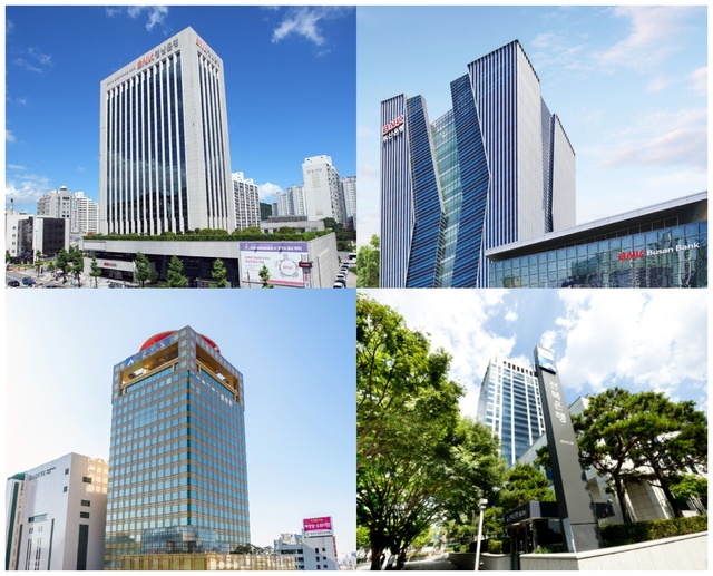 (왼쪽 상단부터 시계방향으로)BNK경남은행, BNK부산은행, JB전북은행, JB광주은행 본점.  / 사진=각 사