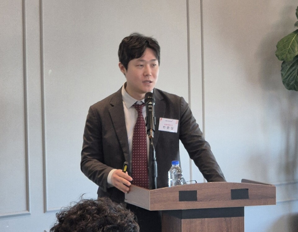 11일 빈준길 뉴로핏 공동대표이사가 서울 여의도에서 열린 뉴로핏 기자간담회에서 중장기 성장전략과 사업 비전을 소개하고 있다./ 사진=최다은 기자