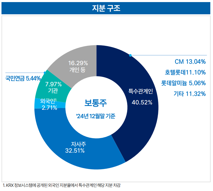 지난해 말 기준 롯데 자사주. / 사진=롯데IR북 캡처