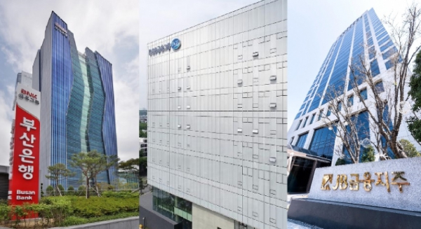 (왼쪽부터) BNK금융지주, DGB금융지주, JB금융지주 전경. /  사진=각 사