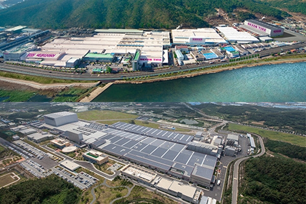 넥센타이어의 양산공장(위)과 창녕공장. / 사진=넥센타이어 공식 홈페이지