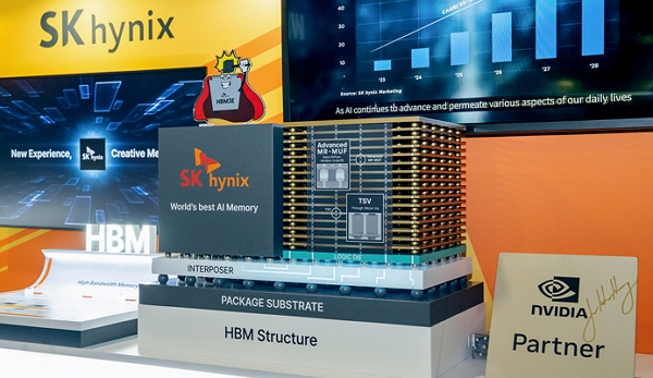 지난 6월 미국에서 개최한 'HPE Discover 2025' SK하이닉스 부스 내 HBM 섹션. / 사진=SK하이닉스