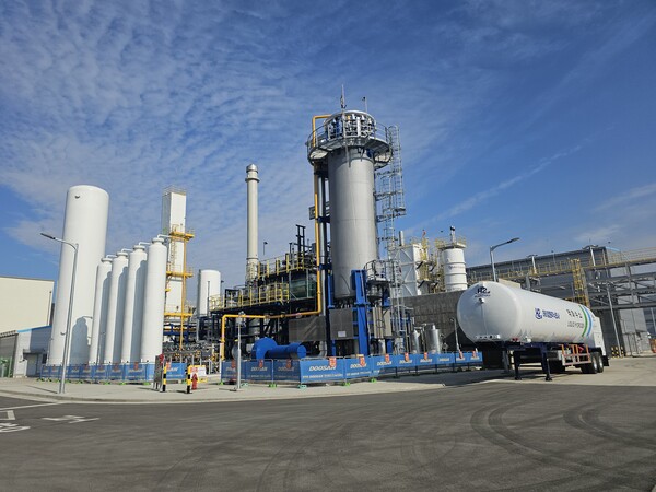 창원시 성산구 두산에너빌리티 창원공장 내에 있는 '창원 액화수소 플랜트'. / 사진=하이창원