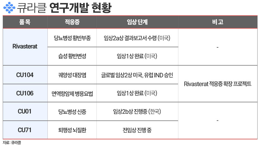 큐라클 연구개발 현황./ 표=김은실 디자이너