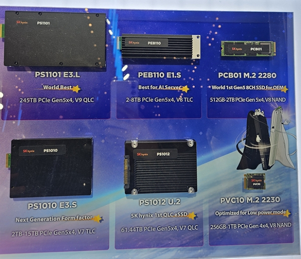 SK하이닉스의 델 테크놀로지스 포럼 부스에 전시된 SSD 솔루션들 / 사진=고명훈 기자