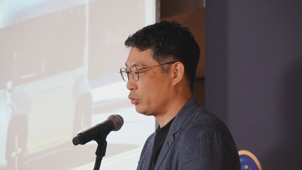 유병용 오토노머스에이투지 부사장이 18일 서울 용산구 그랜드 하얏트 호텔 서울에서 강연하고 있다. / 사진=시사저널e