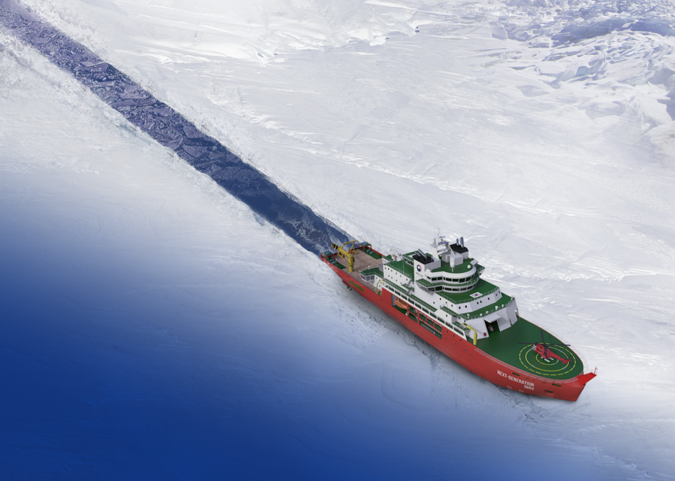 한화오션이 극지연구소에 제안해 우선협상자로 선정된 차세대 쇄빙연구선 조감도. / 사진=한화오션
