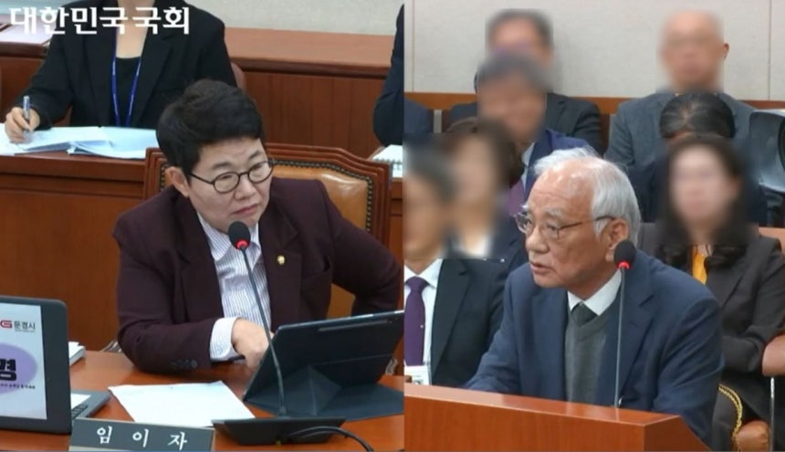 임이자 국민의힘 의원이 지난해 10월24일 국회 환노위 환경부 종합감사 증인으로 출석한 장형진 영풍 고문에게 질의하고 있다. / 사진=국회인터넷의사중계시스템