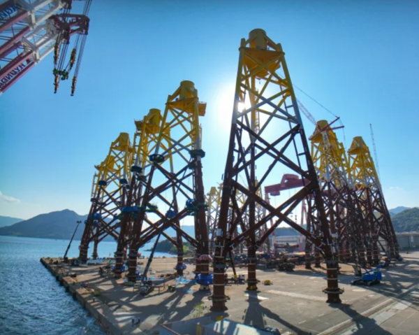 SK오션플랜트 야드에서 해상풍력 하부구조물이 제작되는 모습. / 사진=SK.