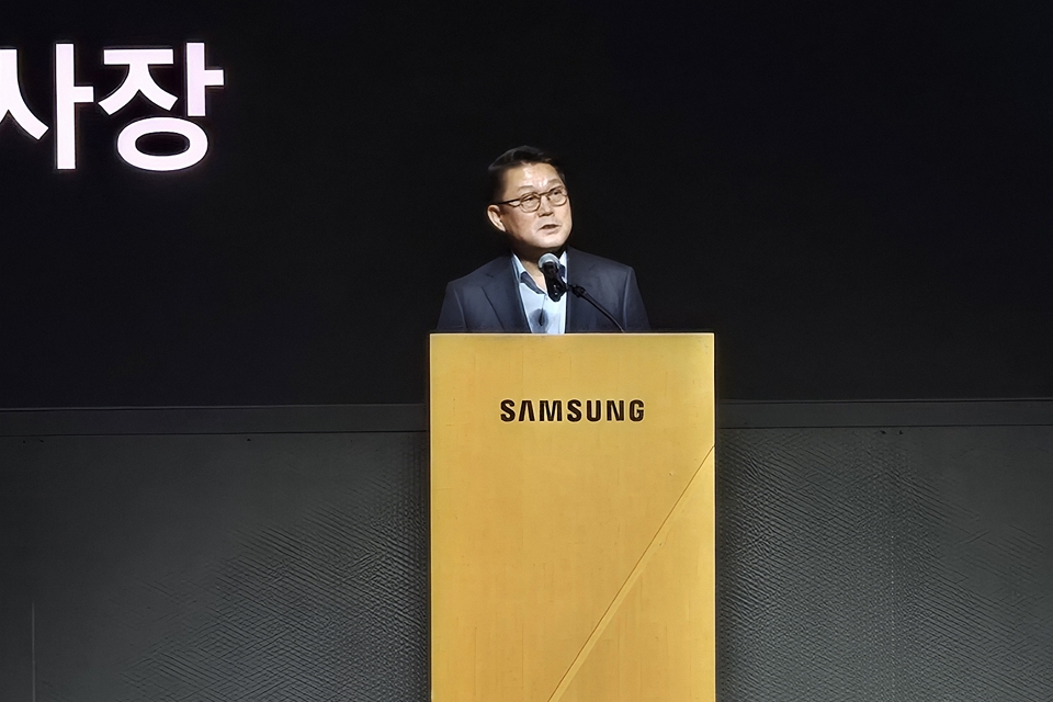 박승희 삼성전자 CR담당 사장이 C랩 스타트업 데모데이 행사 환영인사에서 말하고 있다. / 사진=고명훈 기자